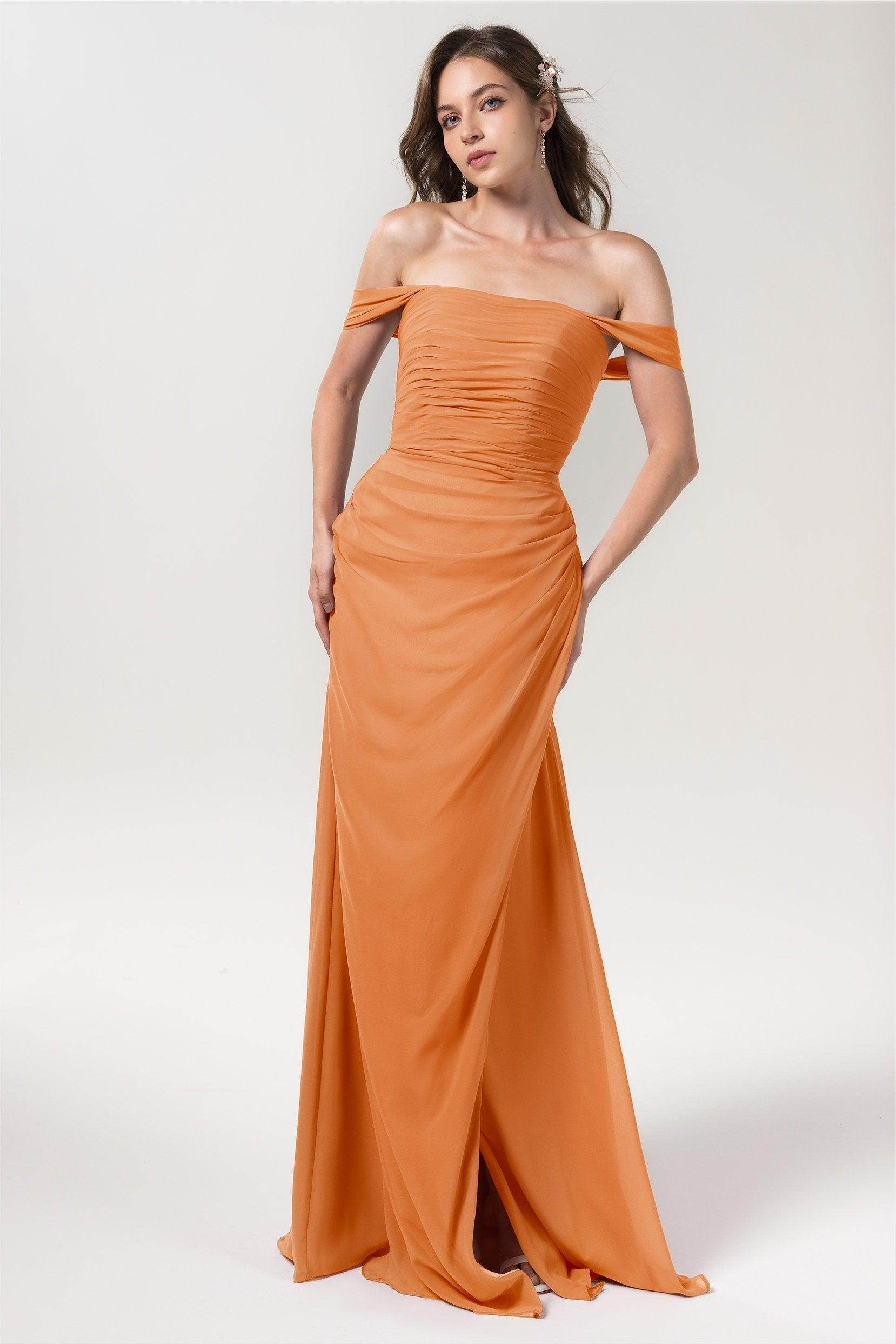 Sheath-Column Floor Length Chiffon Bridesmaid Dress Formal Dresses CB0561 - COCOMELODY